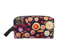 Vegan Live Fruits Vegetables PrintLarge Capacity Cosmetic Organizer，Travel Makeup Bag for Women