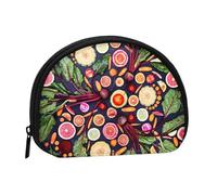 Vegan Live Fruits Vegetables PrintSmall Makeup Sanitary Napkin Storage Bag,Women's Cosmetic Coin Purse