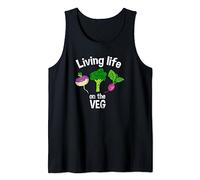 Vegan Living Life on the Veg Graphic Vegetable Distressed Tank Top