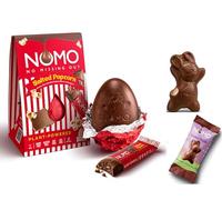 Vegan Milk Chocolate Popcorn Easter Egg with Choc Bar and Chocolate Bunny by NOMO - Dairy Free - Gluten Free - Egg Free - Nuts Free