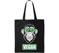 Vegan Monkey Cool Sunglasses Heart Natural Ecological Cotton Tote Bag Black