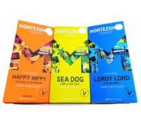Vegan Montezomas Chocolate Selection Box | Mini Hamper | Flavours - Lime & Sea Salt, Cocoa Nibs, Orange & Geranium 80g | Plant Based, Dairy Free