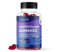 Vegan Multivitamin Gummies for Women & Men - 60 Berry Flavour Chewable Adult Multivitamins (2 Month Supply) Daily Supplement with 14 Vitamins & Minerals incl. Vitamin C D3 B12 Biotin Zinc - Nutravita