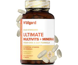 Vegan Multivitamins & Minerals by Wellgard - Vegan Multivitamin Tablets for Men and Women with 24 Essential Active Vitamins & Minerals, Made in UK