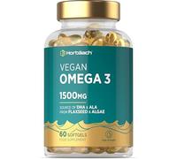 Vegan Omega 3 1500mg | DHA from Algae & Flaxseed Oil | High Strength ALA, DHA and LA | 60 Softgel Capsules | By Horbaach