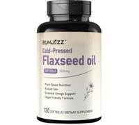 Vegan Omega-3 Flaxseed Oil Softgels 1000mg 120 Count with 500mg ALA - No Fishy Aftertaste - for Radiant Skin, Heart & Brain Support - Plant-Based