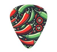 Vegan-Peppers-Chili-Red 12 Pack Guitar Picks With 3 Thicknesses And Storage Box, Abs Plectrums For Electric Bass Guitar Players