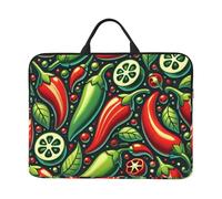 Vegan-Peppers-Red-Green 14-Inch Laptop Case, Portable Laptop Computer Sleeve With Zipper Closure