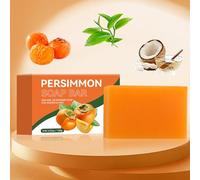 Vegan Persimmon & Green Tea Soap Bar 100g | Natural Body Odor Deodorant for Men Women | Moisturizing Formula for Mature/Sensitive Skin | Removes Lingering Smells Without Dryness (1, Orange)