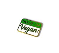 Vegan Pin Hard Enamel Hello I’m Vegan Enamel Badge, Plant Based Jewelry, Eco Friendly Vegan Gift, Anime Lover Gift, Original Hand Colored Plant Based Lifestyle Accessory, One Size, Zinc, enamel