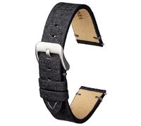Vegan Pineapple Leather Watch Strap | 22 mm Dark Grey | 100% Vegan Replacement Band | Made of Recycled Pineapple Skins | For Men and Women | Spring Bars and Tool Included (22mm, Black)