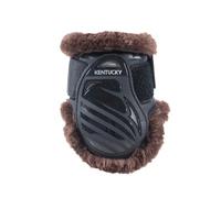 Vegan Sheepskin young horse fetlock boots black/fur choco L
