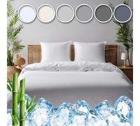 Vegan Silk - Bamboo Viscose Cooling Queen Size Bed Sheet Set - White - Cool & Moisture Wicking for Hot Sleepers - Ultra Soft for Restful Sleep & Luxurious Feel - Deep Pockets for Snug Fitting