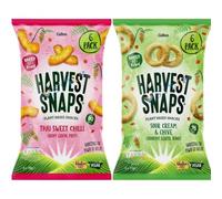 Vegan Snack Bundle - Harvest Snaps Sour Cream & Chive Lentil Rings, Thai Sweet Chilli Puffs 6 x 17g (4, Mixed)