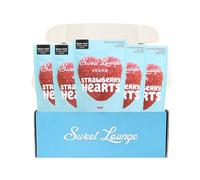 Vegan Strawberry Hearts - 5x130g by Sweet Lounge | Plant-Based Fizzy Sweets | Gelatine-Free, Plastic-Free Pouch | Eco Vegan Gummy Treats