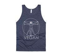 Vegan Tank Top - Da Vinci Art Slogan Mens Womens Graphic Printed Cami Vest Tee (L, Heather Navy)