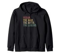 Vegan The Man Myth Legend Funny Plant Based Humor Zip Hoodie