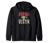 Vegan Their Silence is not Their Consent Vegetarian cow gift Zip Hoodie