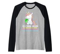 Vegan Unicorn Funny Saying Badass Men Women Herbivore Raglan Baseball Tee