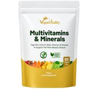 Vegan Vitality Multivitamins & Minerals with High Strength Vitamin B12, D3 & K2. 60 Tablets Pouch - 2 Months. Multivitamin Tablets for Women and Mens Multivitamin. Suitable for Vegans