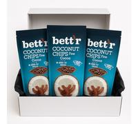 VeganBox Coconut Cocoa Lovers Snack Box - 3× Coconut Chips Fine Cocoa (70g Each) | Baked, No Added Sugar, Natural Ingredients | Vegan Treat Box for Gifts, Hampers, Desserts & Snacking