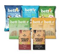 VeganBox Mega Savoury Snack Box | 9 Plant-Based Snacks | Vegan Crisps, Oat Sticks & High-Protein Jerky Variety Pack