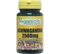 Veganicity Ashwagandha (KSM-66) 2500mg : Memory and Mood Supplement : 60 Tablets, in a Planet-Friendly 99% Recycled Pot