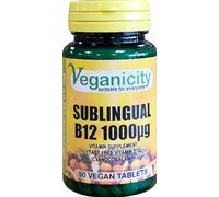 Veganicity B12 1000µg Sublingual (Blackcurrant Flavour) : Vitamin B12 Supplement : 90 Tablets, in a Planet-Friendly 99% Recycled Pot