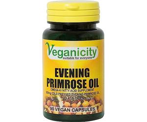 Veganicity Evening Primrose Oil 500mg (9% GLA) : Omega-6 Plant Supplement : 90 Vegan Capsules, in a Planet-Friendly 99% Recycled Pot