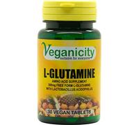 Veganicity L-Glutamine 500mg : Digestive Health Amino Acid Supplement : 30 Tablets, in a Planet-Friendly 99% Recycled Pot