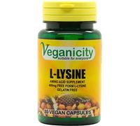 Veganicity L-Lysine HCL 500mg : Amino Acid Supplement - 30 Vegan Capsules, in a Planet-Friendly 99% Recycled Pot