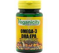 Veganicity Omega-3 DHA:EPA 500mg : Algal Oil Omega-3 Fatty Acid : 60 Vcaps, in a Planet-Friendly 99% Recycled Pot