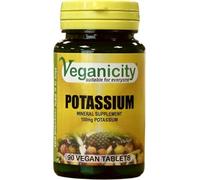Veganicity Potassium 100mg : Bone & Joint Health Supplement : 90 Tablets, in a Planet-Friendly 99% Recycled Pot