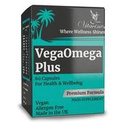 VegaOmega Plus | Vegan Omega 3 + 14 Essential Vitamins & Minerals | Plant-Based Algae DHA & EPA | 60 Capsules | No Fish Oil | Heart, Brain & Joint Support | Family Supplement Age 4+ | Made in UK