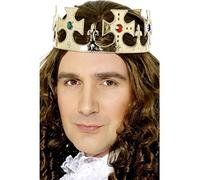 Smiffys Jewelled King's Crown, Gold , Historical Fancy Dress, Crown Jewels Dress Up Accessories