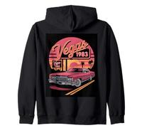 Vegas 1983 Retro Classic Car Sunset Skyline Zip Hoodie