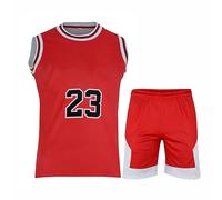 VEGAS Basketball Kit, 2 Piece Basketball Jersey and Shorts, Sleeveless Basketball Dress, Adult Basketball Jersey (UK, Alpha, M, Regular, Regular, Red)