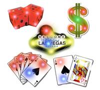 Vegas Style Flashing Light Brooches for Poker, Blackjack, & Dice Games Party and Fashion Accessories Pack of 5