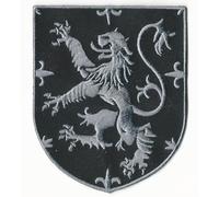 VEGASBEE® Lion Rampant Scottish Coat of Arms Scotland Shield Scots Crest Heritage Embroidered Iron-On Patch Premium Embroidery USA 4" H Medium Size (Black-Grey)