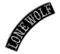 VEGASBEE® Lone Wolf Embroidered Iron-On Patch Biker Jacket Rider Vest TOP Rocker 12" USA (Black-Gray)