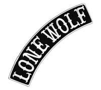 VEGASBEE Lone Wolf Patch Embroidered Iron-On Patch Biker Jacket Rider Vest TOP Rocker 12" USA Original (Black-White)