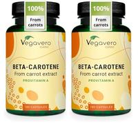Vegavero Beta Carotene | 180 Capsules | Tan Accelerator | 100% Natural Source of Vitamin A | NO Additives, Lab-Tested | Vegan (Pack of 2)