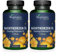 Vegavero Evening Primrose Oil | 2100 mg High Dose | Cold-Pressed | 120 Capsules | Omega-6 & 11% GLA | NO Additives | Lab-Tested | Vegan (Pack of 2)