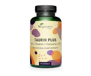 Vegavero L Taurine 1000 mg Capsules | with L-Theanine, Turmeric, Black Pepper Extract and Vitamin B3 | NO Additives | Lab-Tested | Vegan