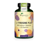 Vegavero L-Tyrosine 1200 mg | 180 Capsules | with Iodine, Selenium & B Vitamins | Fermented Free-Form Amino Acid | High Strength Complex | Brain, Energy & Focus Supplement | Vegan