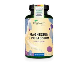 Vegavero Magnesium 2,000 mg + Potassium 2,083 mg | High Strength Citrate Forms | 180 Vegan Capsules | Electrolytes for Hydration & Recovery | 45 Day Supply