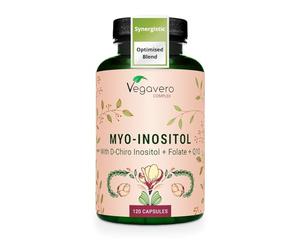 Vegavero Myo-Inositol & D-Chiro Complex | Complete Formula with CoQ10, Zinc, Vitamin B6, Chromium & Folate (Quatrefolic) | 40:1 Ratio | PCOS Supplement | NO Additives, Lab-Tested | Vegan