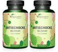 Vegavero Organic Artichoke 40,000 mg 20:1 High Strength Extract | Without Leaf Fibre or Inulin | 2.5% Cynarin | NO Additives, Lab-Tested | 120 Capsules | Vegan (Pack of 2)
