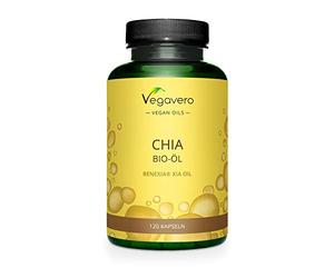 Vegavero Organic Chia Seed Oil | Vegan Omega 3 6 9 Capsules | Benexia from Chile, Cold-Pressed | High Dose Alpha-Linolenic Acid | NO Additives, Lab-Tested