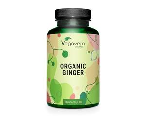 Vegavero Organic Ginger Capsules | 650 mg Root Powder | NO Additives | Lab-Tested | 120 Units | Vegan